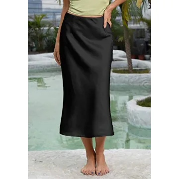 Women's Satin High Waist Flared Midi Skirt for Elegance