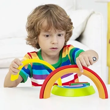 Lewo Wooden Rainbow Stacking Game for Kids Play
