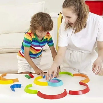 Lewo Wooden Rainbow Stacking Game for Kids Play