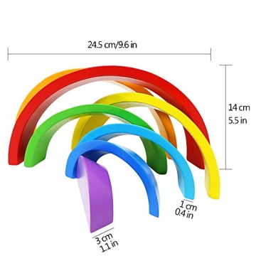 Lewo Wooden Rainbow Stacking Game for Kids Play