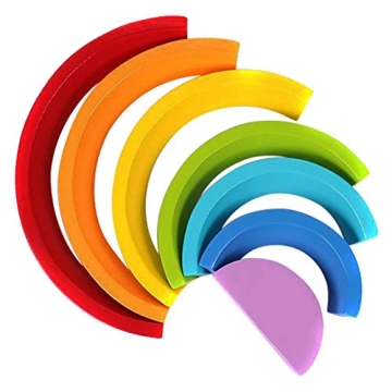 Lewo Wooden Rainbow Stacking Game for Kids Play