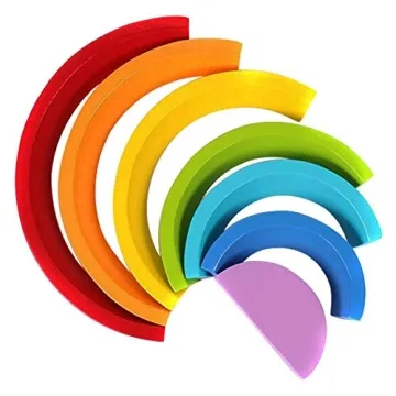 Lewo Wooden Rainbow Stacking Game for Kids Play