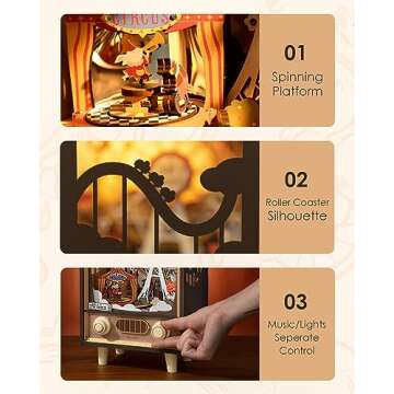 Rolife 3D Wooden Puzzle Book Nook Kit - Ferris Wheel Music Box