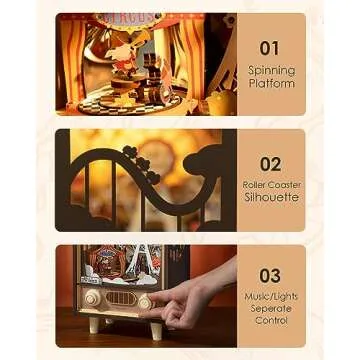 Rolife 3D Wooden Puzzle Book Nook Kit - Ferris Wheel Music Box