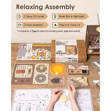 Rolife 3D Wooden Puzzle Book Nook Kit - Ferris Wheel Music Box