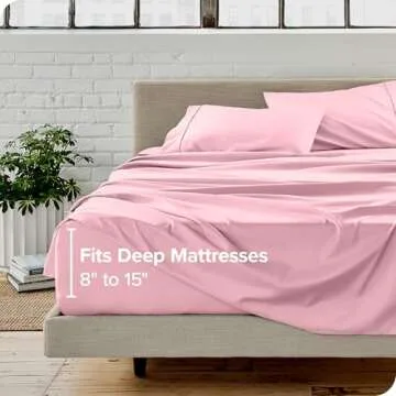 Bare Home Queen Sheet Set - Luxury 1800 Ultra-Soft Microfiber Queen Bed Sheets - Double Brushed - Deep Pockets - Easy Fit - 4 Piece Set - Bedding Sheets & Pillowcases (Queen, Light Pink)