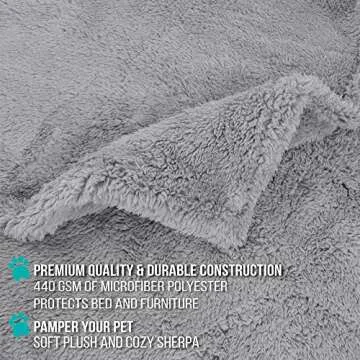 PetAmi Fluffy Waterproof Dog Blanket for Small Medium Dogs, Soft Warm Pet Sherpa Throw Pee Proof Couch Cover, Reversible Cat Puppy Bed Blanket Sofa Protector, Plush Washable Pad (Light Grey, 29x40)