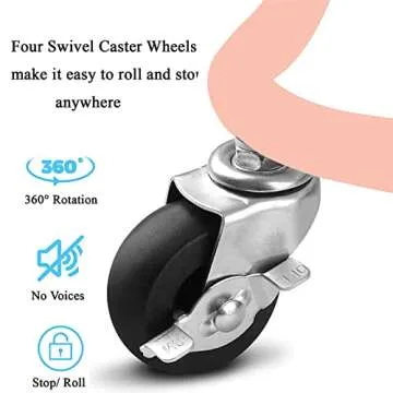 3 Tier Rolling Cart with Table Top, Multi-Functional Storage Trolley with 3 Cups & 3 Hooks for Office, Living Room, Kitchen, Movable Storage Organizer with Wheels,Pink