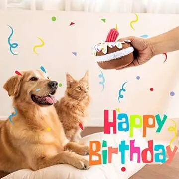 Lilfrd Dog Cake Toy - Squeaky Plush Birthday Gifts for Dogs