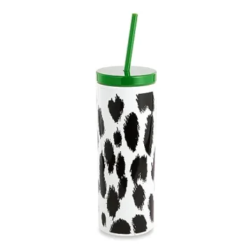 Kate Spade New York Insulated Tumbler 24oz - Stylish Leopard Print with Straw