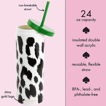 Kate Spade 24oz Leopard Print Insulated Tumbler