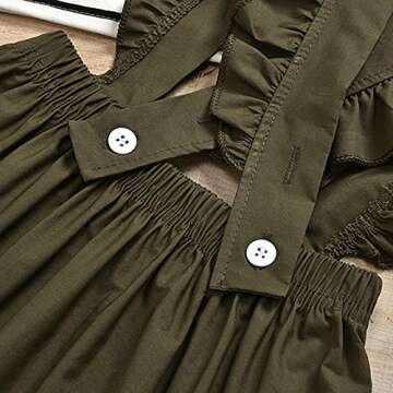 Toddler Baby Girls Kids Skirt Sets Long Sleeve Top + Ruffle Strap Suspender Dress Outfits Clothes