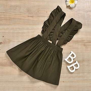 Toddler Baby Girls Kids Skirt Sets Long Sleeve Top + Ruffle Strap Suspender Dress Outfits Clothes