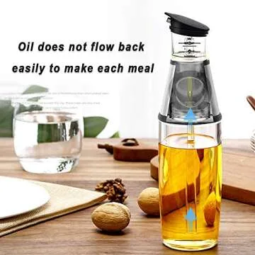 Superior Glass Oil and Vinegar Dispenser,Measuring Oil Pourer for Kitchen,Wide Opening for Easy Refill and Cleaning, Clear Glass Oil Bottle with Scale,17 Oz
