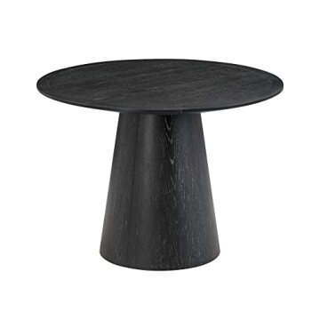 Tov Furniture Sahara Black Oak Round Dining Table for Four, Handmade with Style