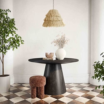 Tov Sahara Black Oak Round Dining Table for Stylish Gatherings