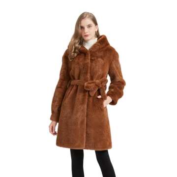 GRAN ORIENTE Faux Mink Fur Long Winter Warm Open Front Cardigan Coat Hooded,Fuzzy Loose Overcoat with Pockets (GK076 White XL)