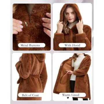 GRAN ORIENTE Faux Mink Fur Long Winter Warm Open Front Cardigan Coat Hooded,Fuzzy Loose Overcoat with Pockets (GK076 White XL)