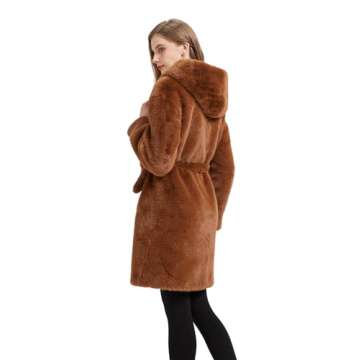 GRAN ORIENTE Faux Mink Fur Long Winter Warm Open Front Cardigan Coat Hooded,Fuzzy Loose Overcoat with Pockets (GK076 White XL)