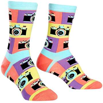 Sock It To Me Say Cheese Women’s Crew Retro Camera Socks
