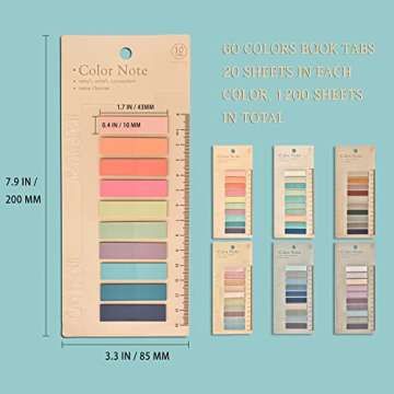 1200 Pcs Sticky Annotation Tabs Morandi Sticky Note Tabs Writable and Translucent Reminder Tabs with Ruler for Marking Page Notes Book Files