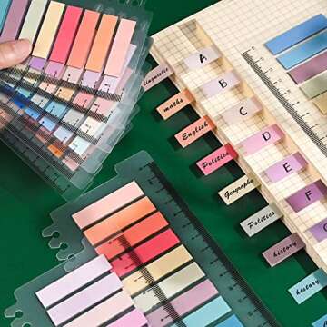 1200 Pcs Sticky Annotation Tabs Morandi Sticky Note Tabs Writable and Translucent Reminder Tabs with Ruler for Marking Page Notes Book Files