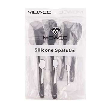 Silicone Spatulas Set, Rubber Spoon Spatula Heat Resistant Spoonula One Piece Design Seamless Spatula Non-Stick Scrapers Baking Mixing Tool (Black Set)