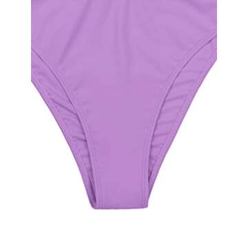 SheIn Women's 4 Pieces Swimsuit Triangle Bikini Set with Halter Top and Beach Skirt Lilac Purple Small
