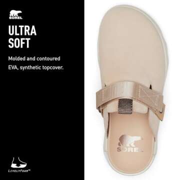 Sorel Women's Viibe Clog Slip-Ons - Nova Sand, Midnight Cocoa - Size 8