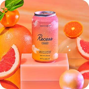 Recess Mood Magnesium & Adaptogen Drink - Relaxation Beverage (Grapefruit Tangerine, 12 Pack)