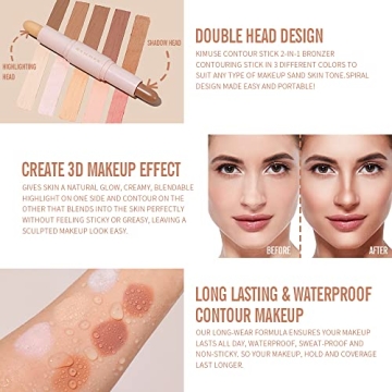 KIMUSE 2-in-1 Bronzer Stick for Effortless Highlighting