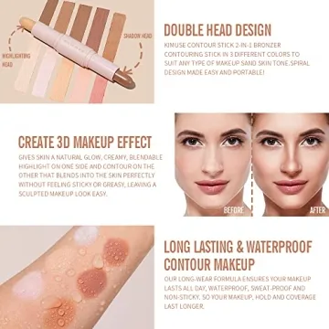 KIMUSE 2-in-1 Bronzer Stick for Effortless Highlighting