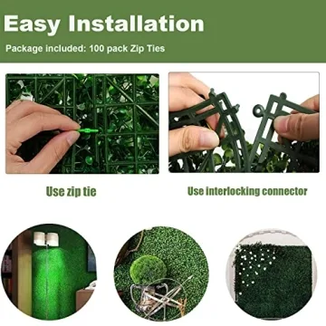 Ticanros Grass Wall Panel 12 Pack 20"x20" Artificial Boxwood Hedge Plant Wall, Greenery Walls, Artificial Grass Backdrop, Privacy Hedge Screen Faux Boxwood for Outdoor,Indoor,Garden,Fence,Backyard