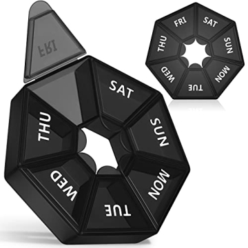 Gelibo Weekly Pill Organizer, 2 Pack Portable Travel Pill Box Dispenser Medicine Case, 6 Colors (Sev...