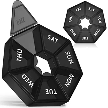 Gelibo Weekly Pill Organizer, 2 Pack Portable Travel Pill Box Dispenser Medicine Case, 6 Colors (Sev...