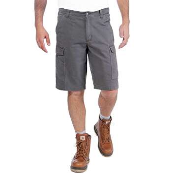 Carhartt mens Rugged Flex Relaxed Fit Canvas Work Cargo Shorts, Shadow, 36 US