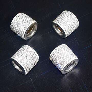 FEENM Car Headrest Head Rest Collars Rings Decor Bling Bling Crystal Diamond Ice for Car SUV Truck Interior Decoration Blings 4 Pack White