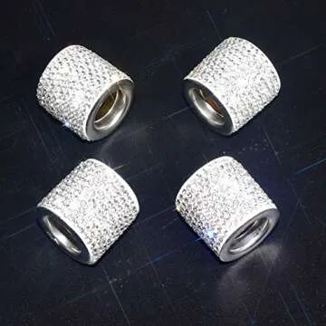 FEENM Car Headrest Head Rest Collars Rings Decor Bling Bling Crystal Diamond Ice for Car SUV Truck Interior Decoration Blings 4 Pack White