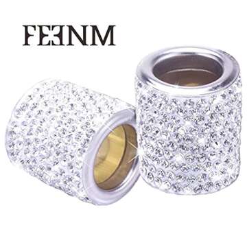 FEENM Car Headrest Head Rest Collars Rings Decor Bling Bling Crystal Diamond Ice for Car SUV Truck Interior Decoration Blings 4 Pack White