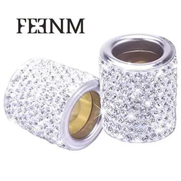 FEENM Car Headrest Head Rest Collars Rings Decor Bling Bling Crystal Diamond Ice for Car SUV Truck Interior Decoration Blings 4 Pack White