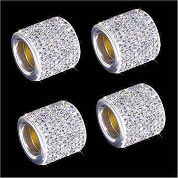 FEENM Car Headrest Head Rest Collars Rings Decor Bling Bling Crystal Diamond Ice for Car SUV Truck Interior Decoration Blings 4 Pack White