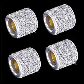 FEENM Car Headrest Head Rest Collars Rings Decor Bling Bling Crystal Diamond Ice for Car SUV Truck Interior Decoration Blings 4 Pack White
