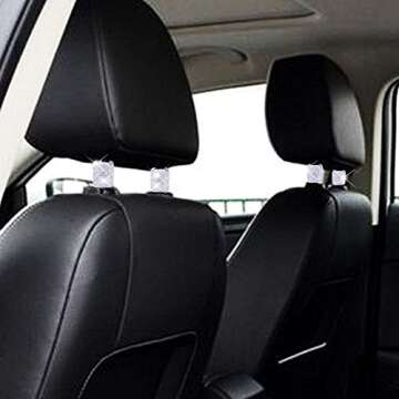 FEENM Car Headrest Head Rest Collars Rings Decor Bling Bling Crystal Diamond Ice for Car SUV Truck Interior Decoration Blings 4 Pack White
