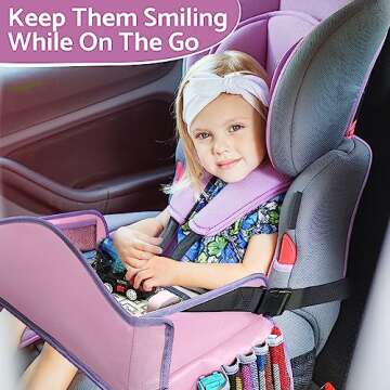 Blissful Diary Travel Tray for Kids Car Seat, Toddler Road Trip Essentials with Drawing Kit, Carseat...