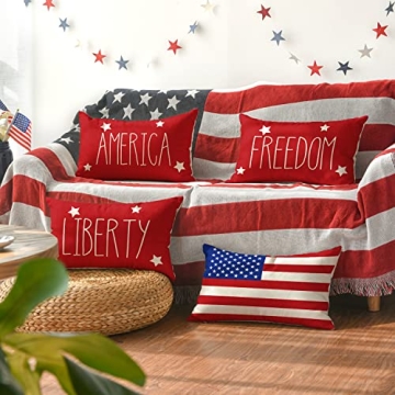 AVOIN 4th of July Patriotic Throw Pillow Covers Set of 4