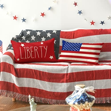 AVOIN 4th of July Patriotic Throw Pillow Covers Set of 4
