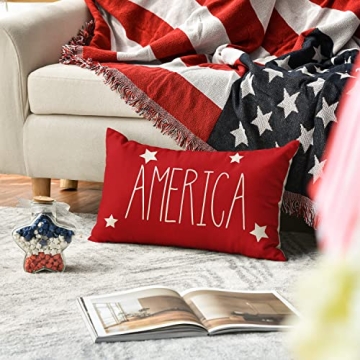 AVOIN 4th of July Patriotic Throw Pillow Covers Set of 4