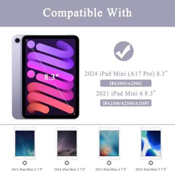 Supveco Case for iPad Mini 7 (A17 Pro) 2024/iPad Mini 6 2021 8.3 Inch with Pencil Holder-[Auto Wake/Sleep],Slim Protective Case with Soft TPU Back Cover for iPad Mini 7th/6th Generation(Purple)