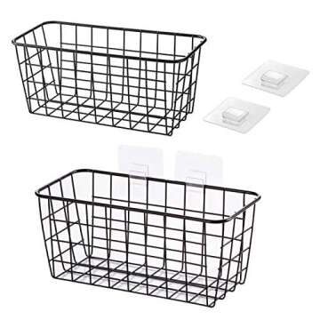LeleCAT Hanging Kitchen Baskets For Storage Adhesive Sturdy Small Wire Storage Baskets with Kitchen ...