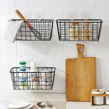 LeleCAT Wall-Mounted Storage Baskets, No Drilling Required
